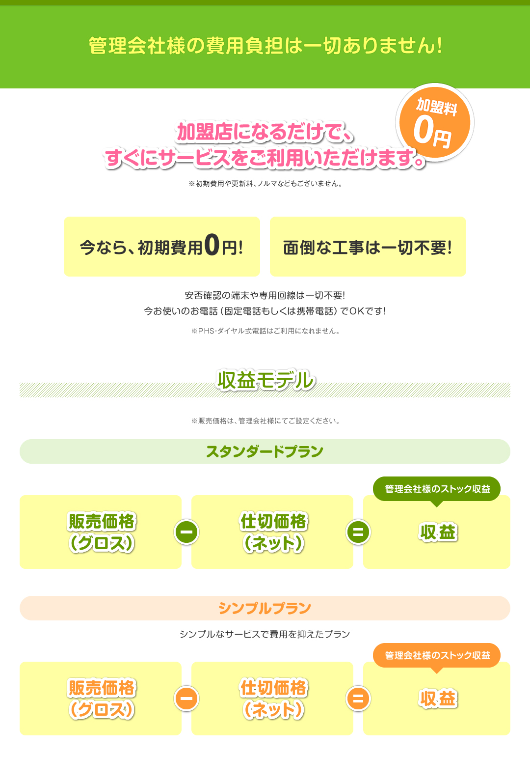 管理会社様の費用負担は一切ありません！